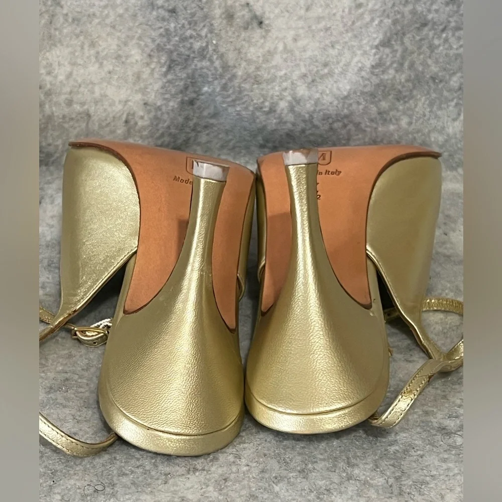 VTG*New-BRUNO MAGLI Almond/pointy  Toes Slingback Pumps~Size:7.5B~gold leather - Picture 6 of 12